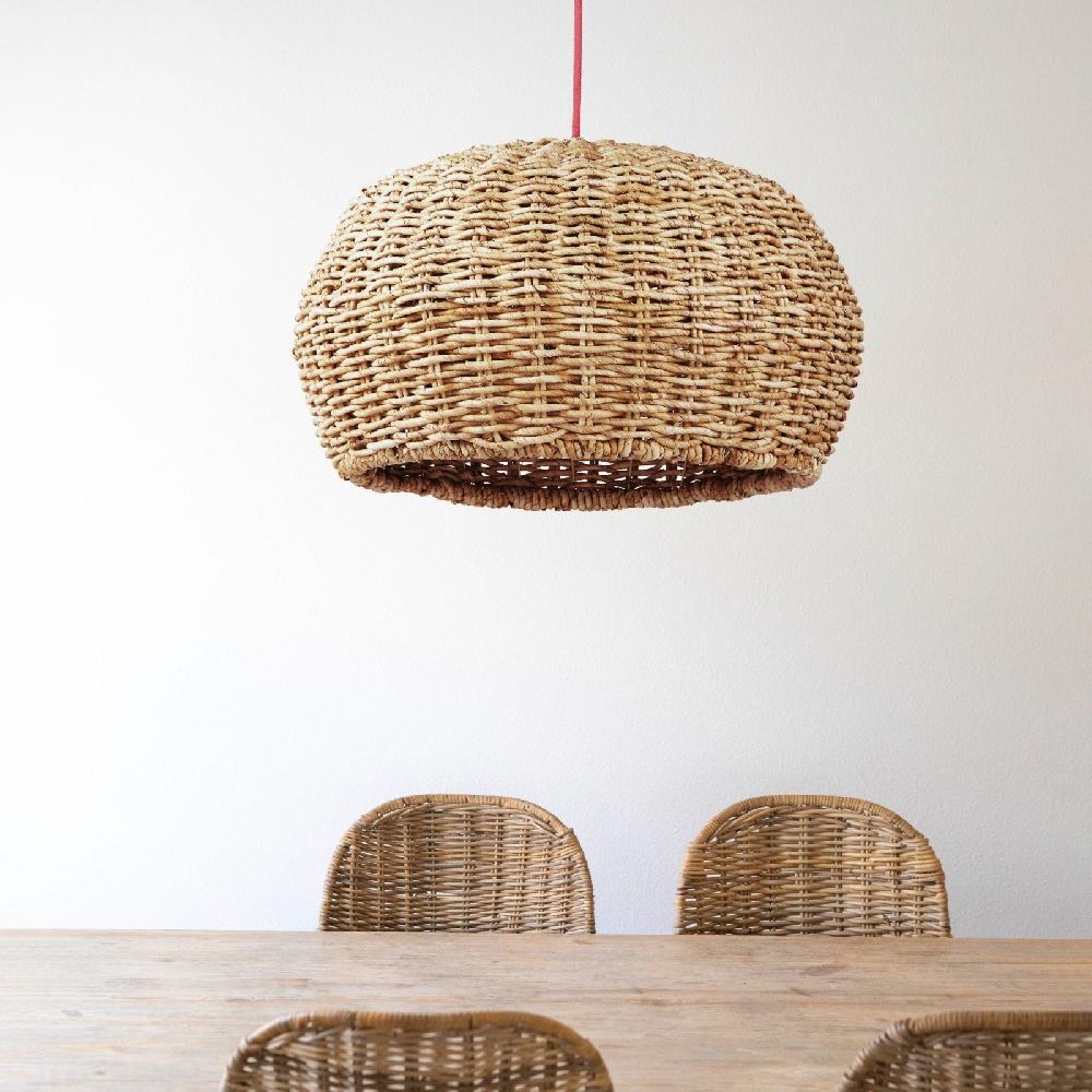 Sulion Lámpara De Techo NEST. Ratán Y Cable Rojo. 1xE27 |Sulion