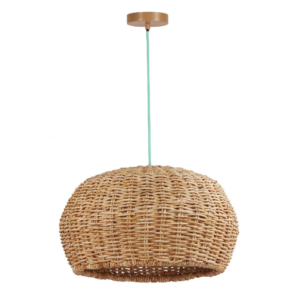 sulion Lámpara de techo NEST. Ratán y cable turquesa. 1xE27 |Sulion