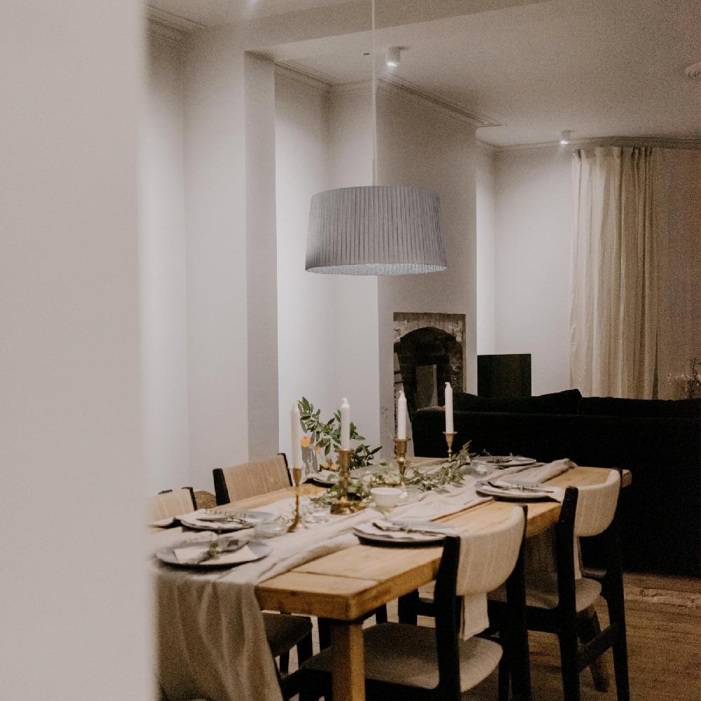 Sulion Lámpara De Techo ONA.Pantalla Encintada Gris Cable Blanco.1xE27|Sulion