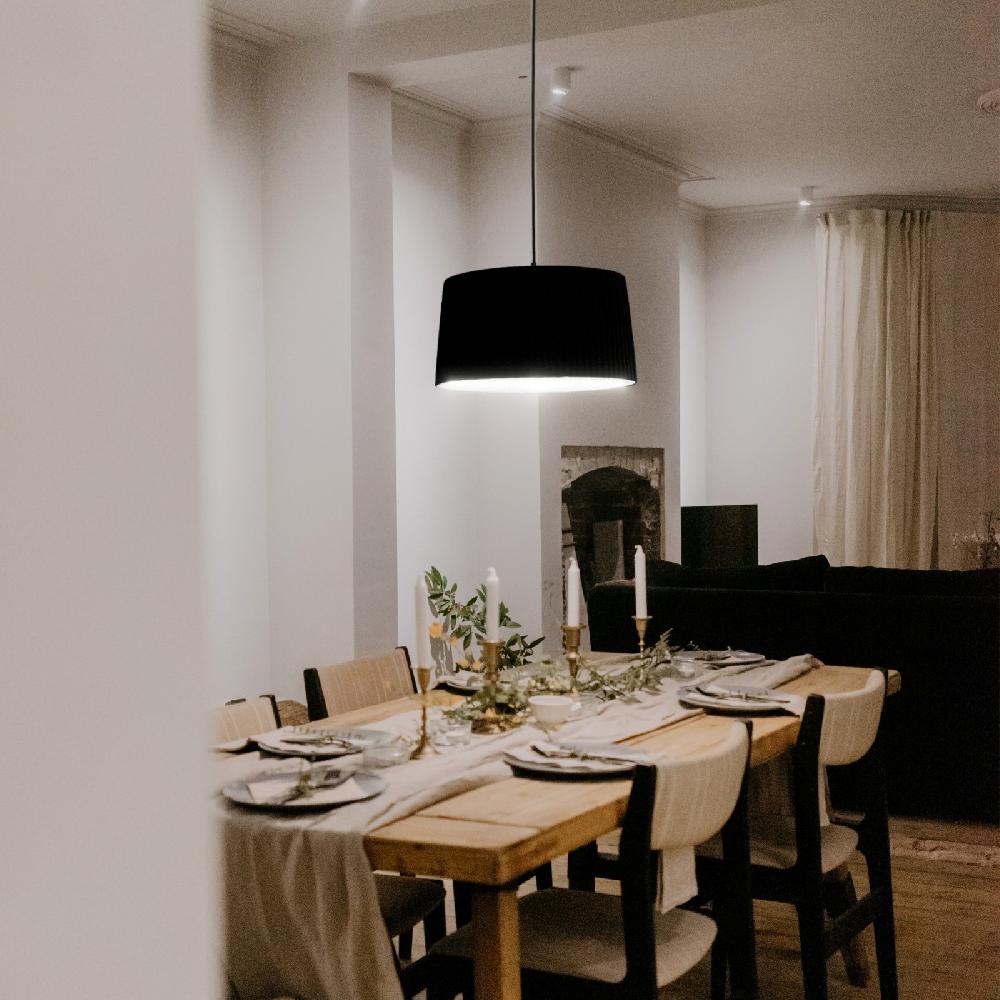 Sulion Lámpara De Techo ONA.Pantalla Encintada Negra Cable Negro.1xE27|Sulion