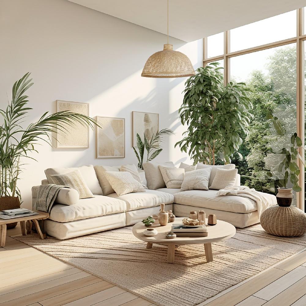 Sulion Lámpara De Techo TAN. Fibras Naturales Y Cable Natural. 1xE27 |Sulion