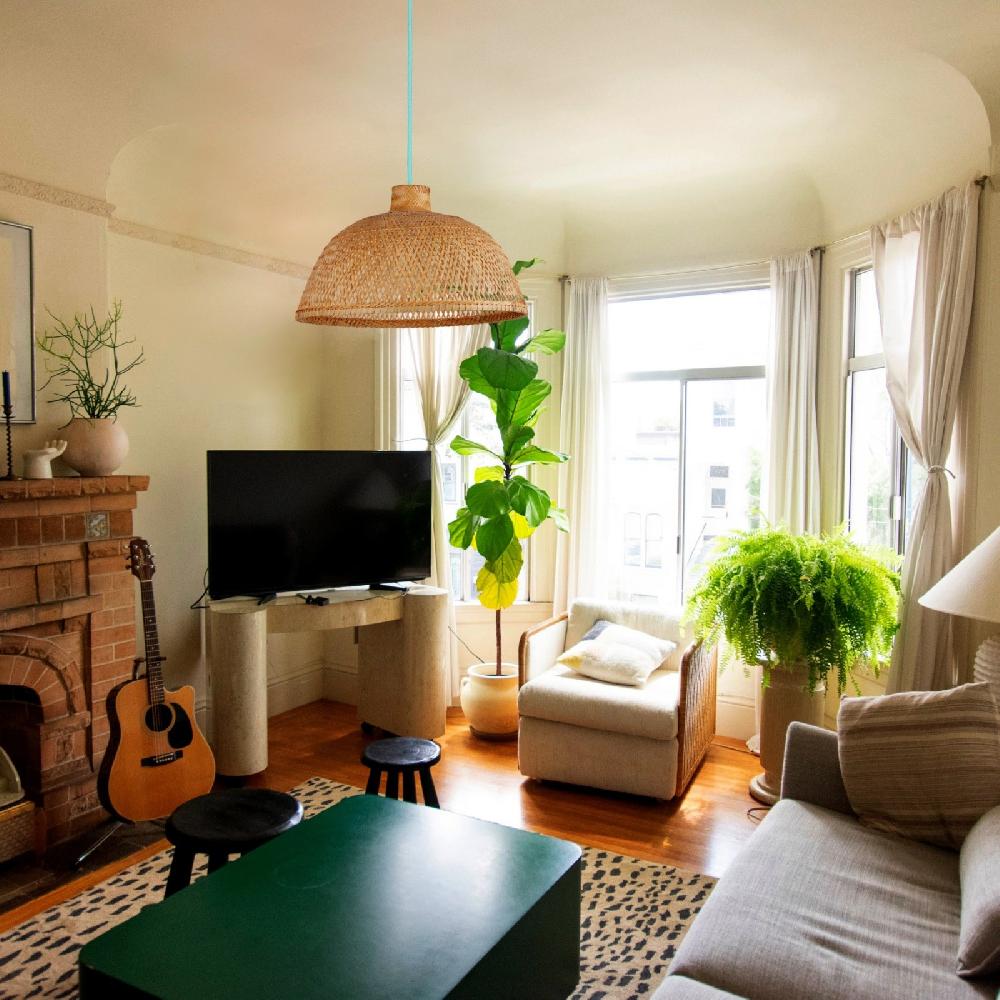 Sulion Lámpara De Techo TAN. Fibras Naturales Y Cable Turquesa. 1xE27|Sulion