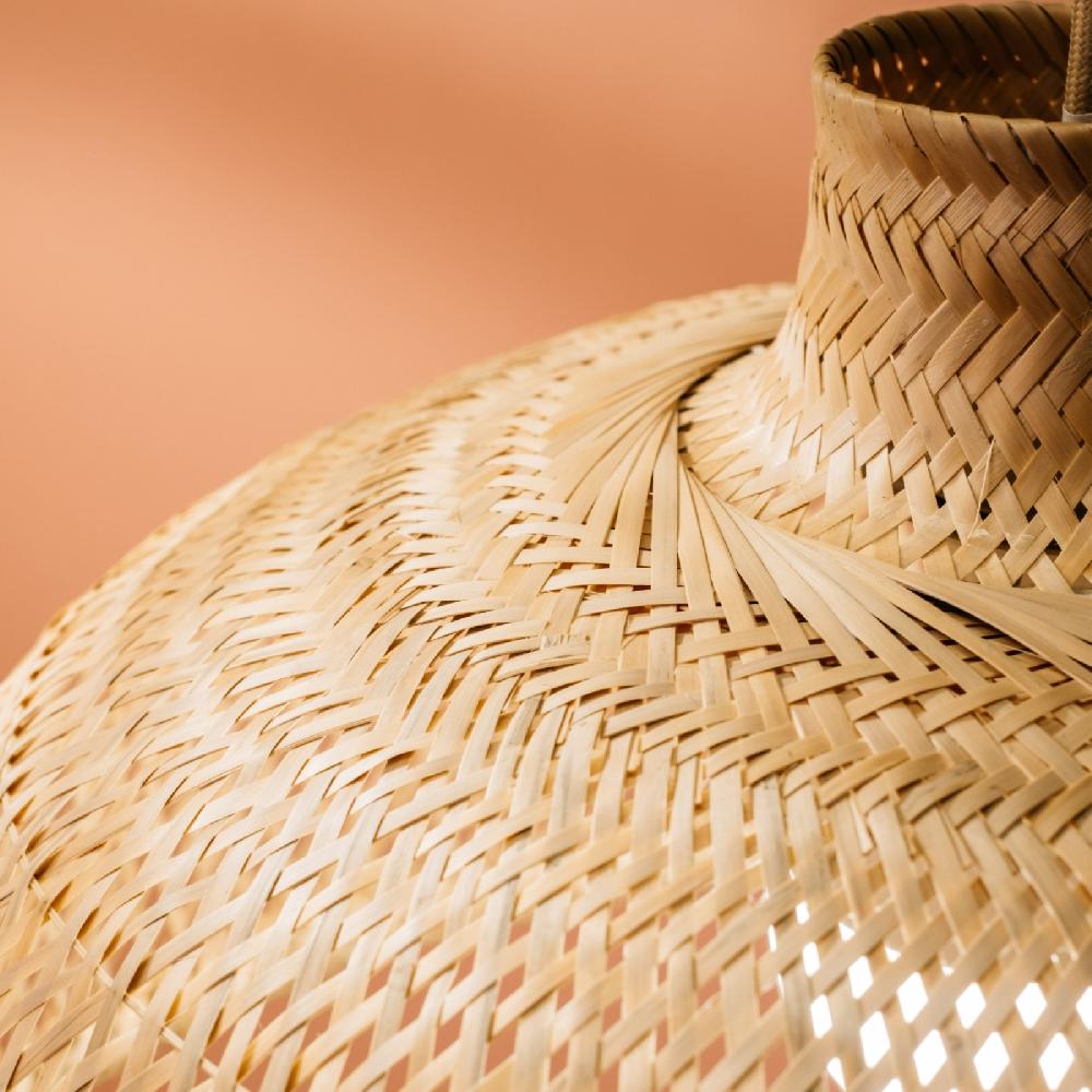 Sulion Lámpara De Techo TAN. Fibras Naturales Y Cable Verde. 1xE27 |Sulion