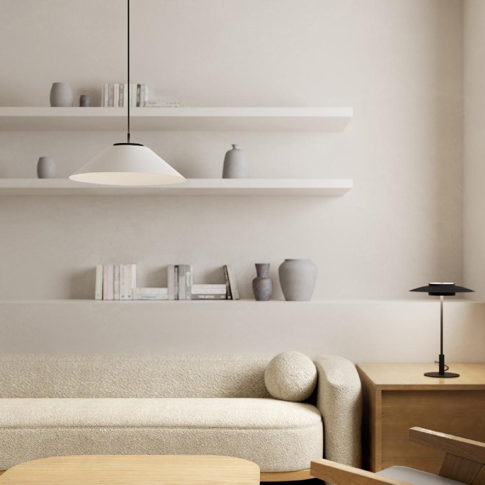 Sulion Lámpara De Techo VALENTINA.Metal Cono Blanco Y Módulo Negro.LED 18W