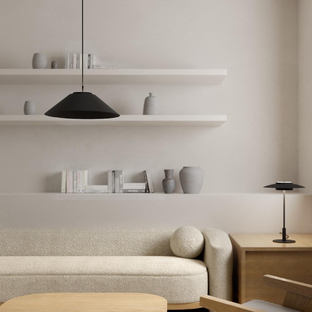 Sulion Lámpara De Techo VALENTINA.Metal Cono Negro Y Módulo Negro.LED 18W