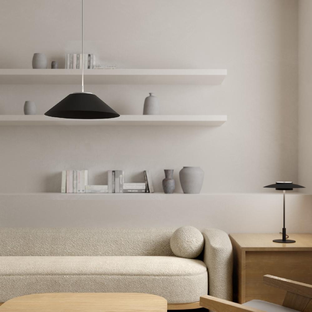 Sulion Lámpara De Techo VALENTINA.Metal Cono Negro Y Módulo Blanco.LED 18W