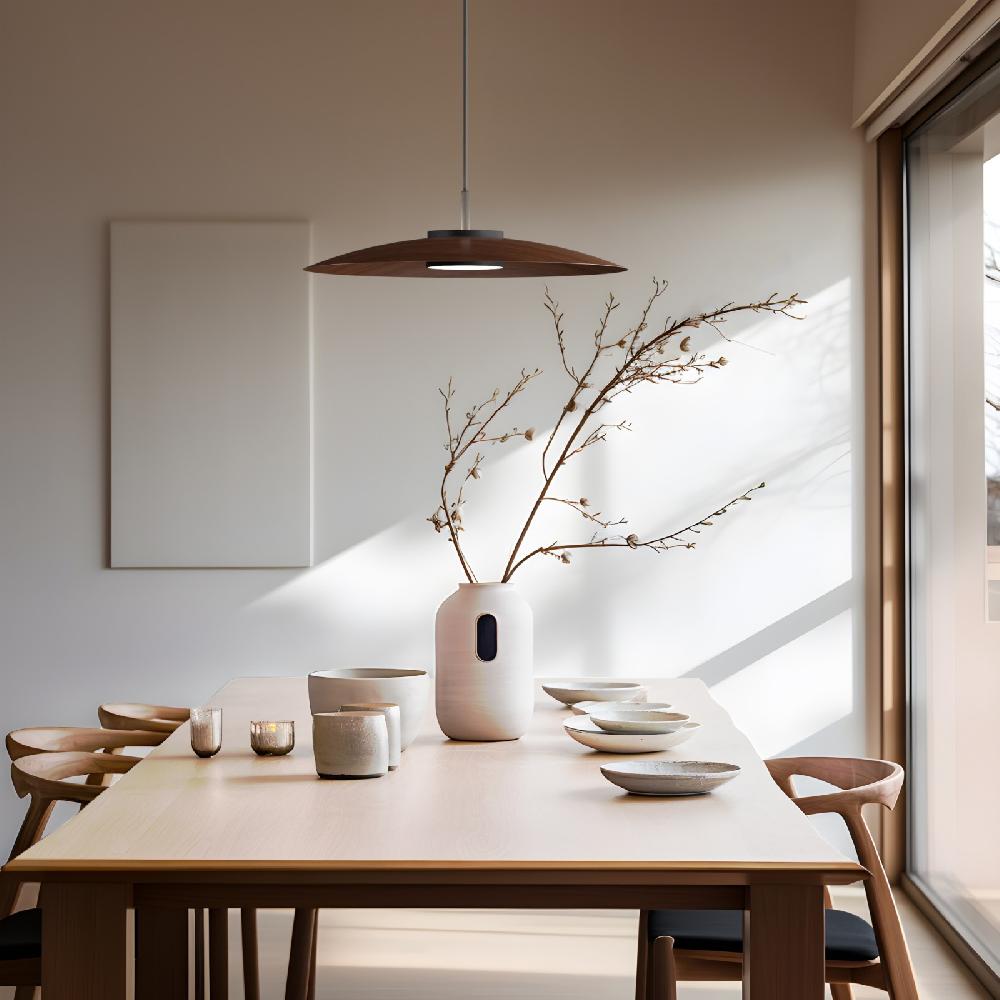 Sulion Lámpara De Techo VALENTINA.Metal Plano Madera Y Módulo Negro.LED 18W