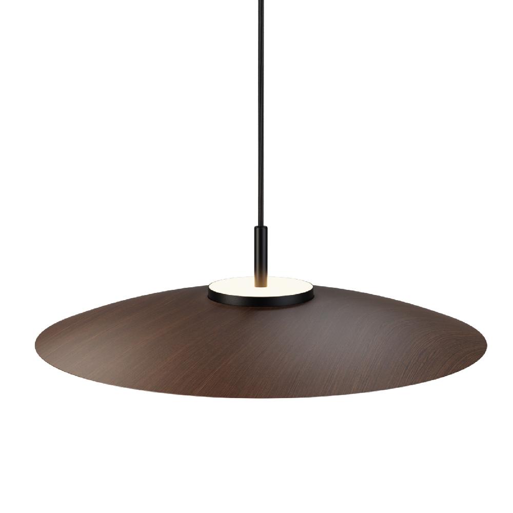 sulion Lámpara de techo VALENTINA.Metal plano madera y módulo negro.LED 18W