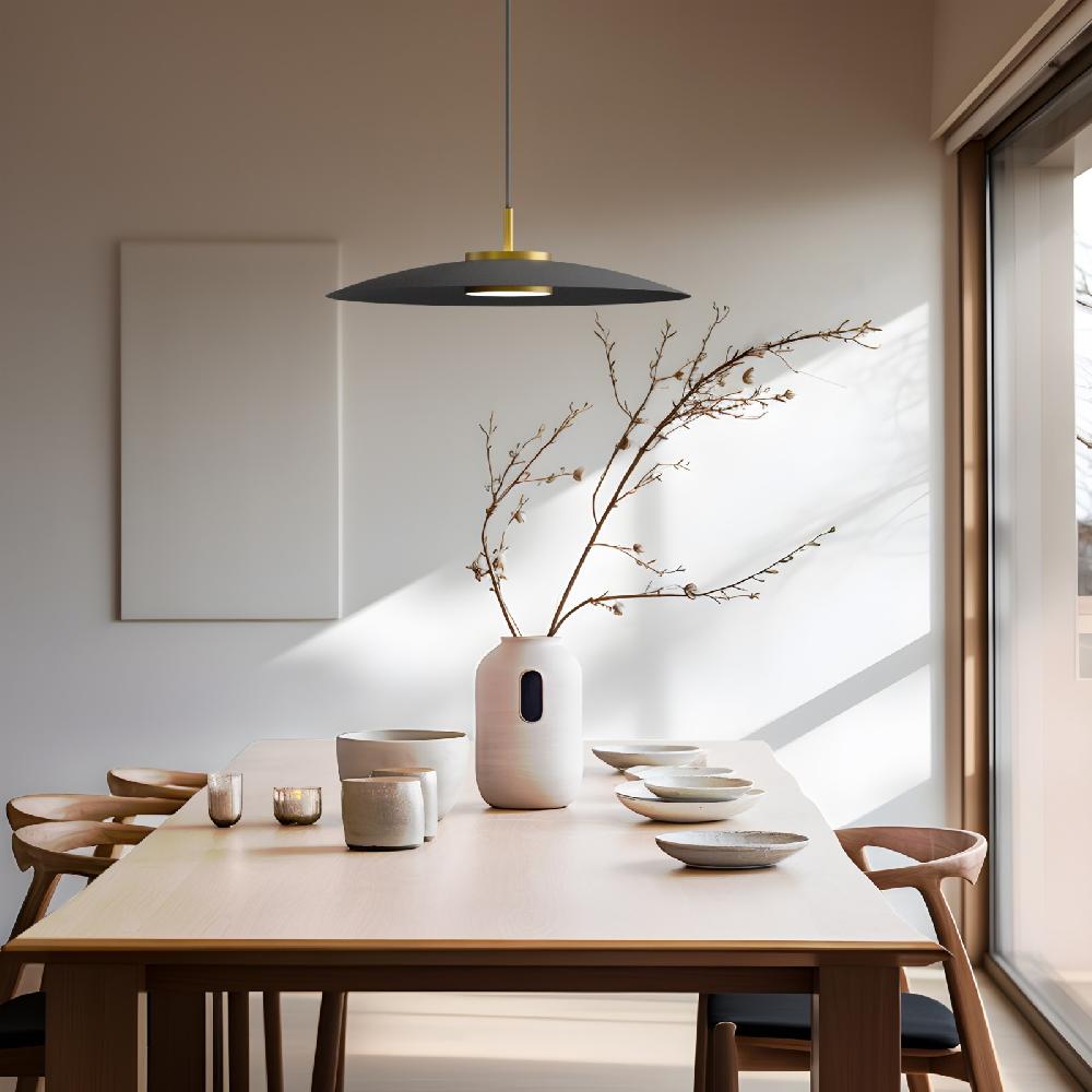 Sulion Lámpara De Techo VALENTINA.Metal Plano Negro Y Módulo Latón. LED 18W