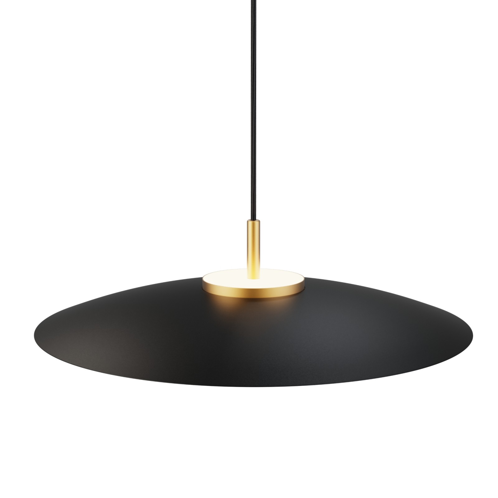 sulion Lámpara de techo VALENTINA.Metal plano negro y módulo latón. LED 18W