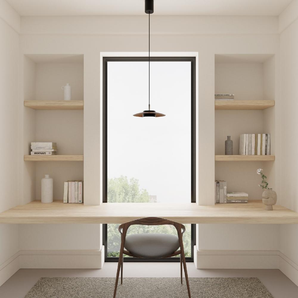 Sulion Lámpara De Techo VALENTINA.Metal Plano S Madera Y Módulo Negro.LED 18W