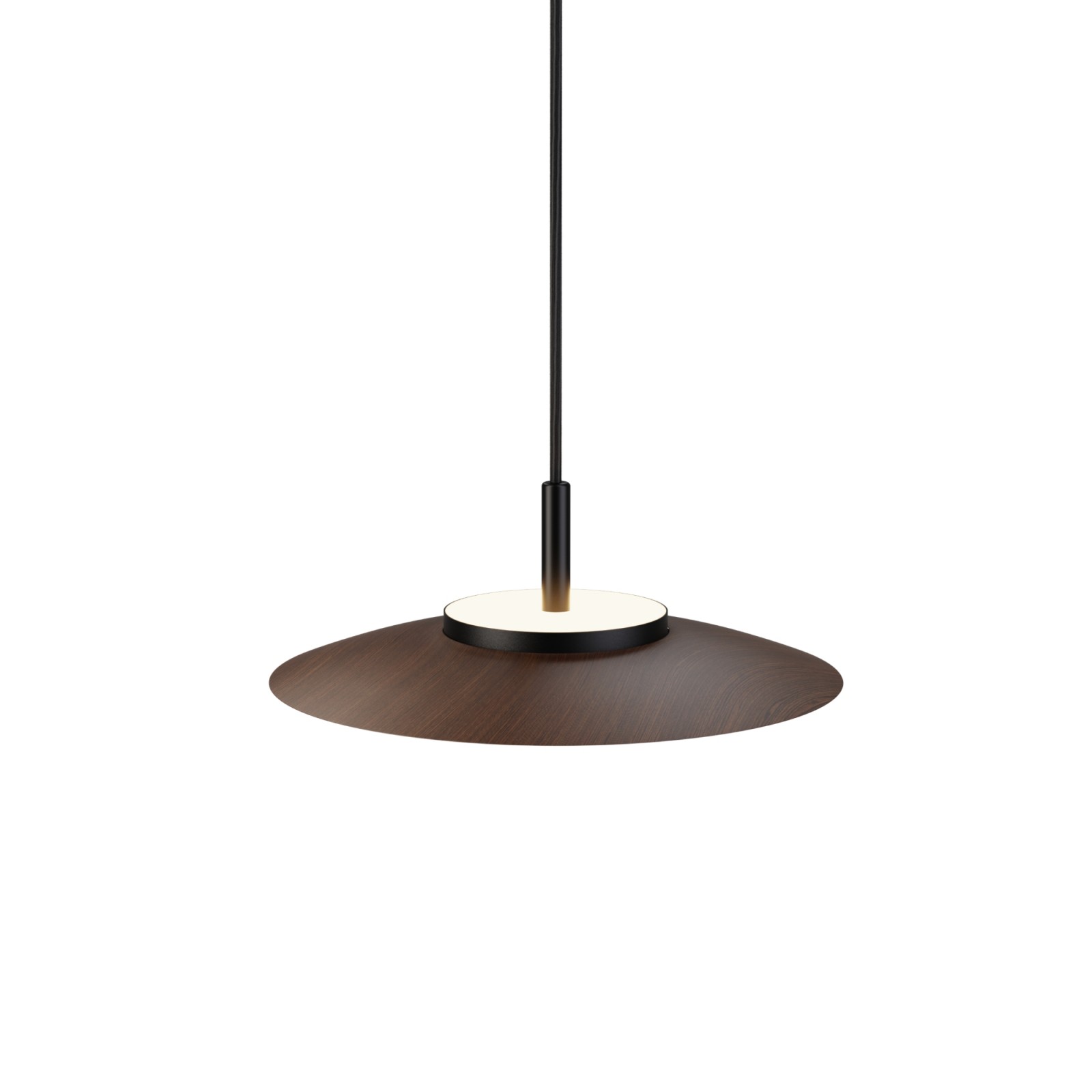 sulion Lámpara de techo VALENTINA.Metal plano S madera y módulo negro.LED 18W