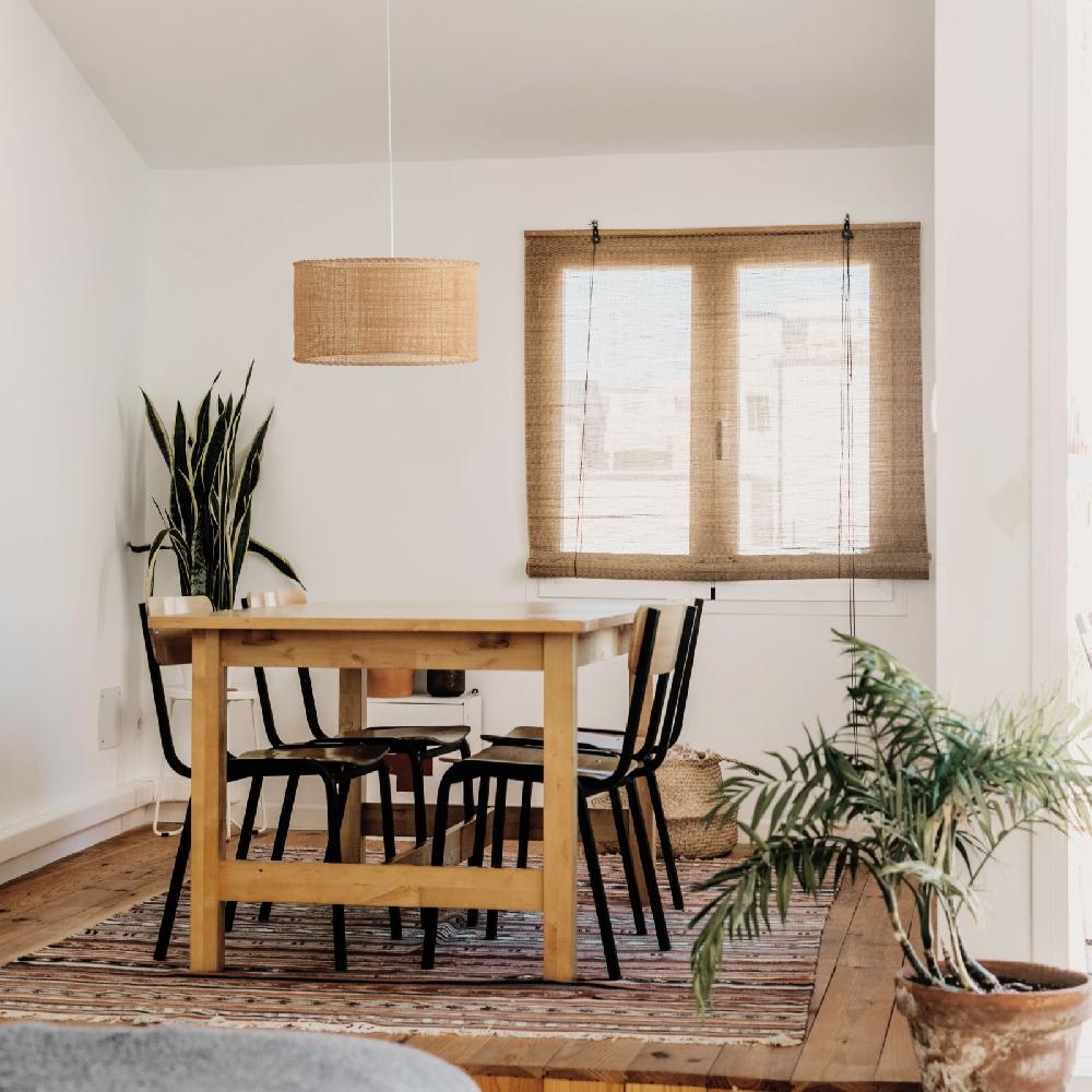 Sulion Lámpara De Techo WALA. Ratán Y Cable Blanco. 1xE27 |Sulion