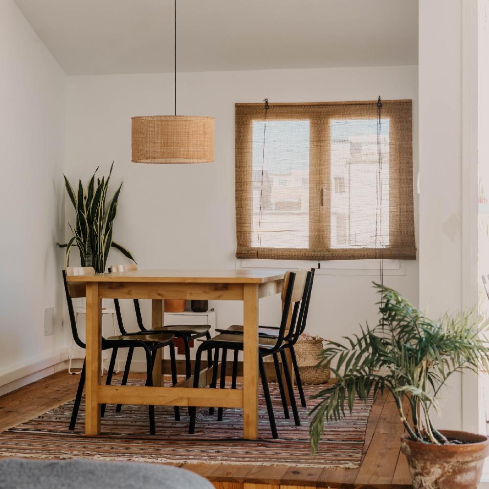 Sulion Lámpara De Techo WALA. Ratán Y Cable Negro. 1xE27|Sulion