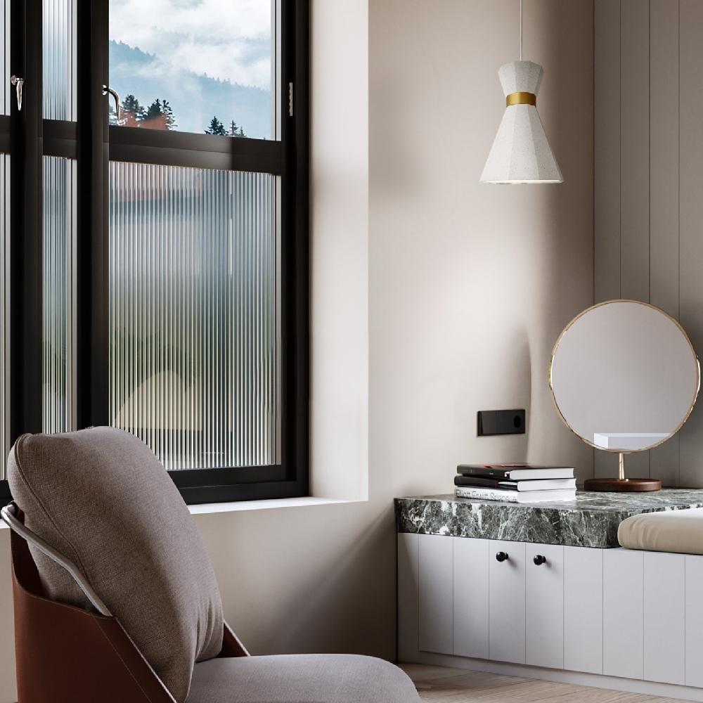 Sulion Lámpara De Techo ZOE. Hormigón Blanco Y Detalle En Latón.1xE27|Sulion