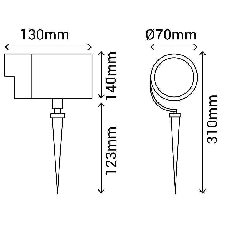 Sulion Pincho Proyector YUKA ESTILO Casquillo GU10 Negro IP65 | Sulion