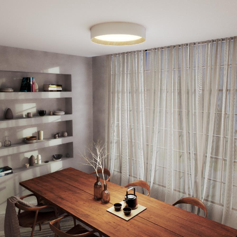 Sulion Plafón LOBBY Color Blanco Con Interior Acabado Madera. LED 60W.|Sulion