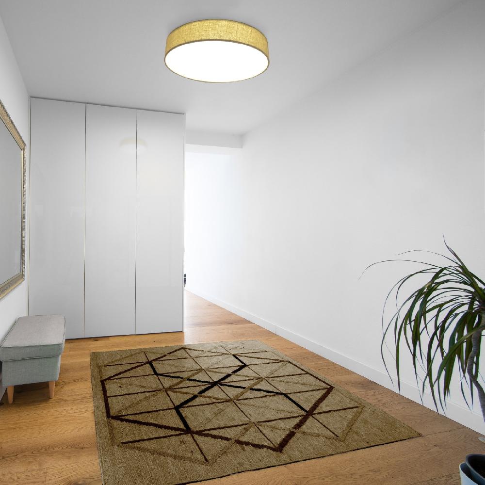 Sulion Plafón MOON Circular Con Pantalla Textil Natural. Ø60cm.LED 55W|Sulion