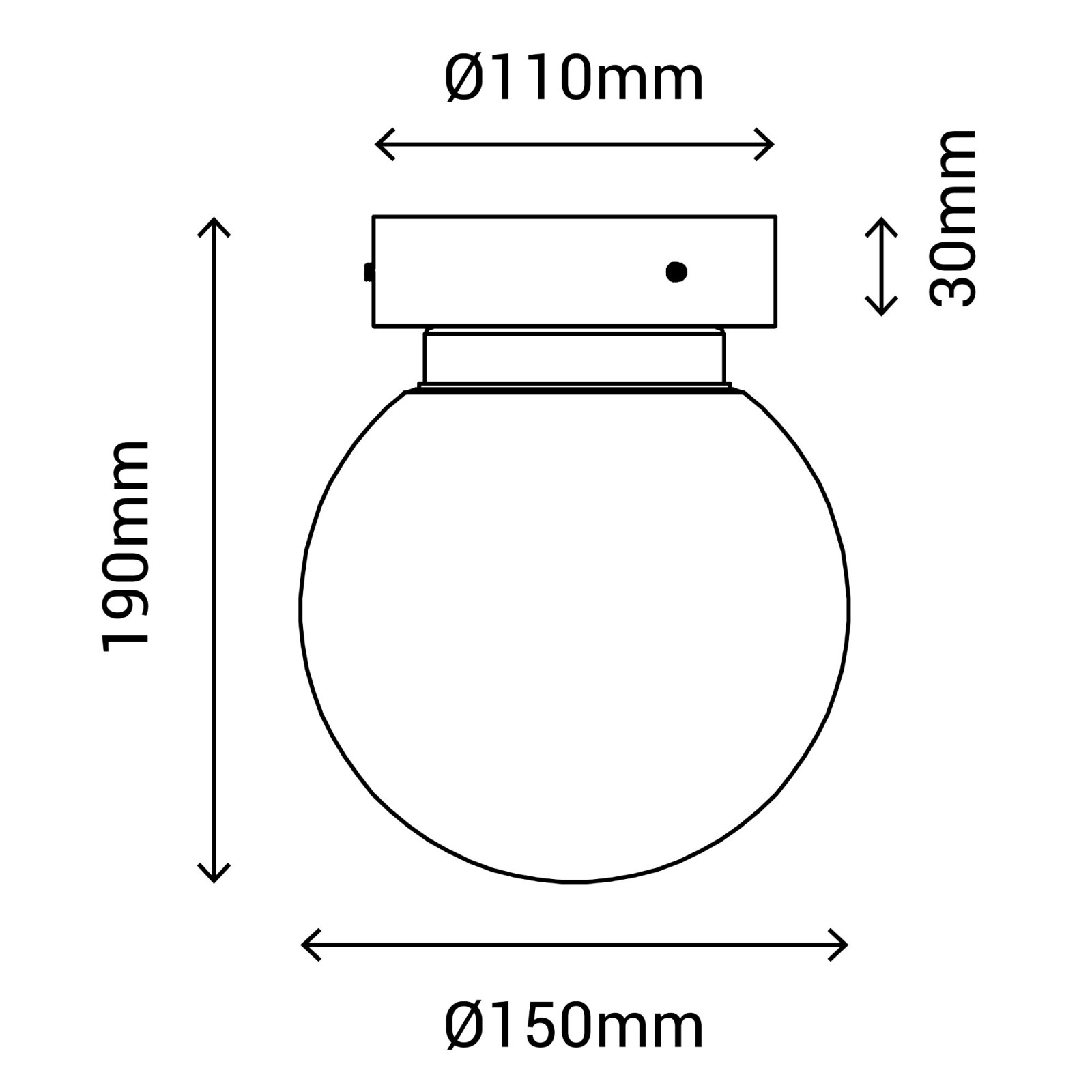 Sulion Plafón SENA Con Bola Redonda Vidrio Opal Y Acabado Cromo.1xE14 |Sulion