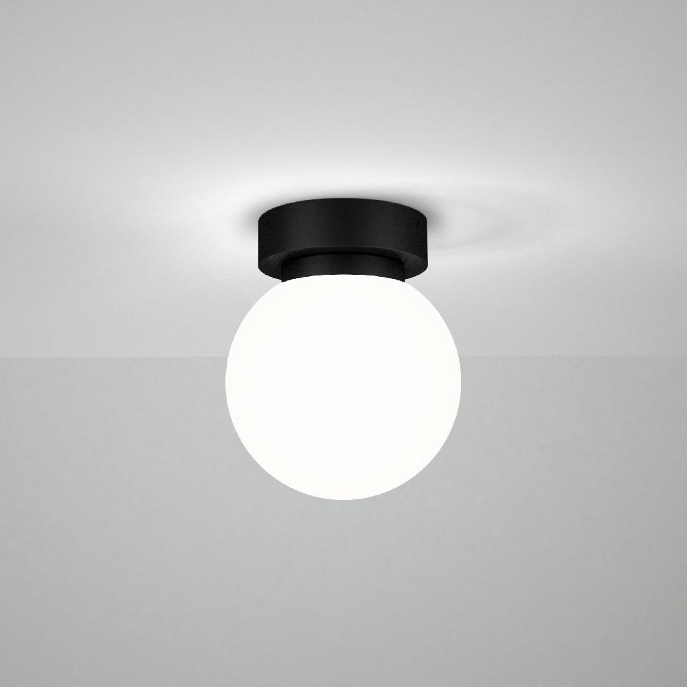 Sulion Plafón SENA Con Bola Redonda Vidrio Opal Y Acabado Negro.1xE14 |Sulion