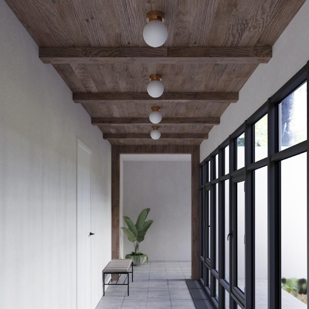 Sulion Plafón SENA Con Bola Redonda Vidrio Opal Y Acabado Latón.1xE14 |Sulion