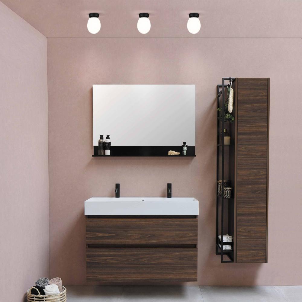 Sulion Plafón TÁMESIS. Metal Negro Y Difusor Ovalado Opal. 1xE14 | Sulion