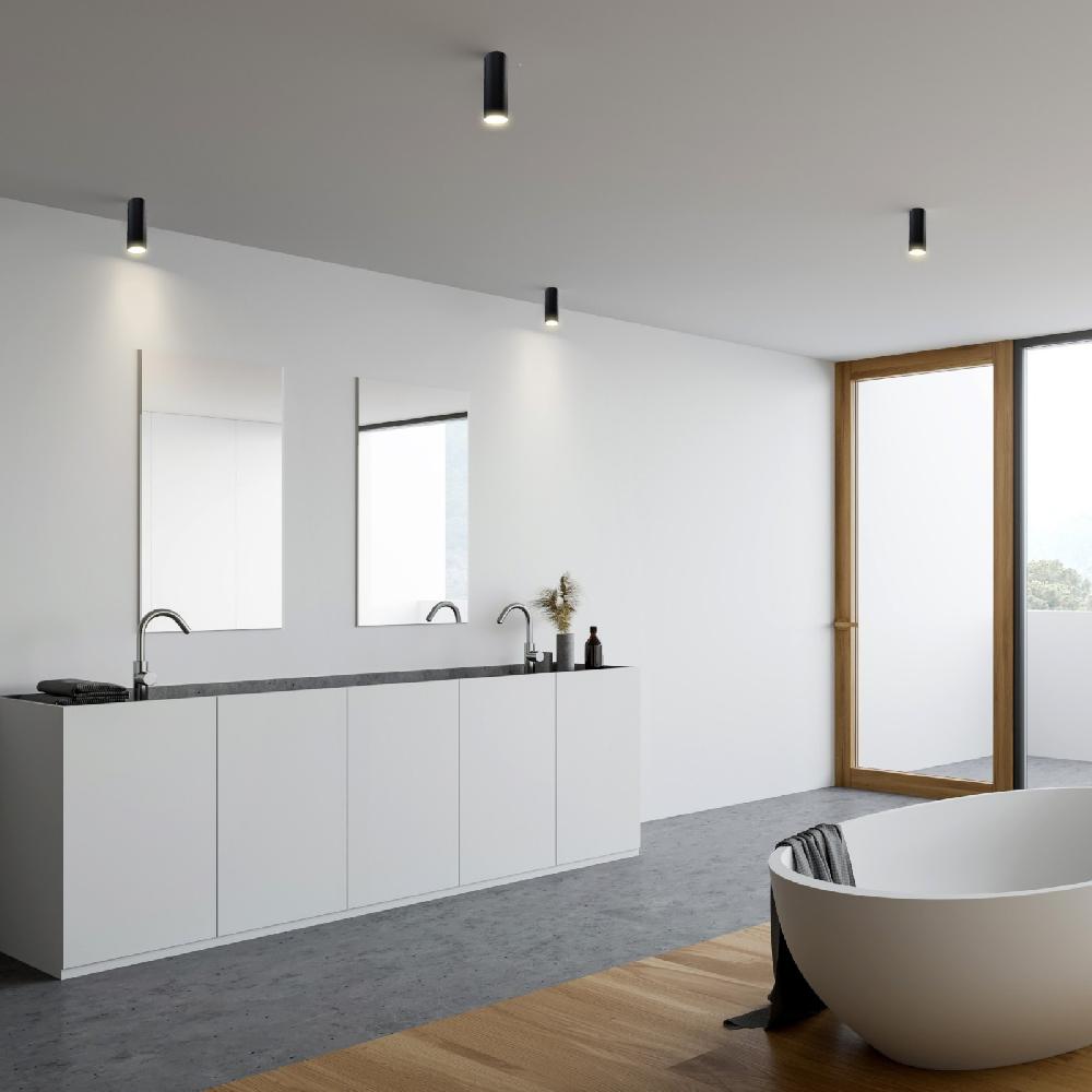 Sulion Semiplafón KIRA LED 12W Tubular Negro Mate 3CCT Switch 36°| Sulion