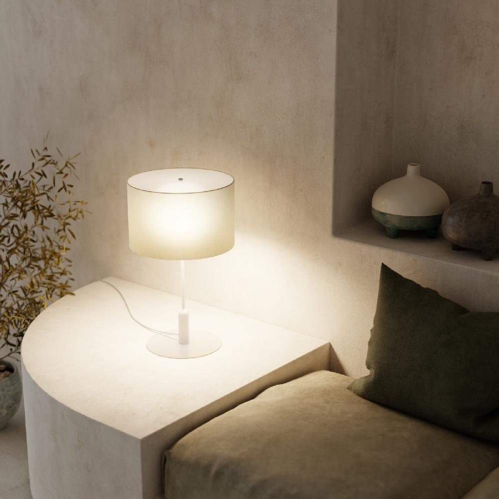 Sulion Sobremesa BASIC STYLO.Metal Blanco Y Pantalla Blanca.1xE27|Sulion