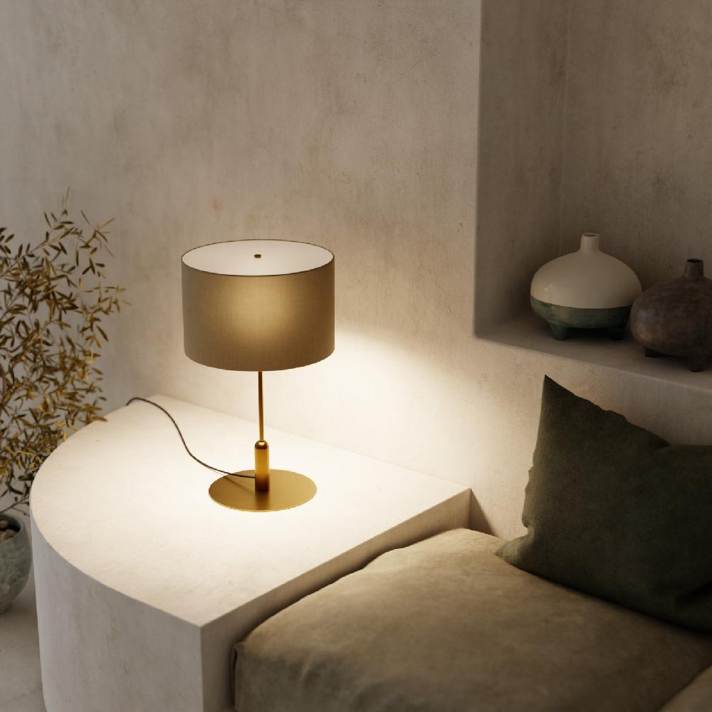 Sulion Sobremesa BASIC STYLO.Metal Latón Y Pantalla Natural.1xE27|Sulion