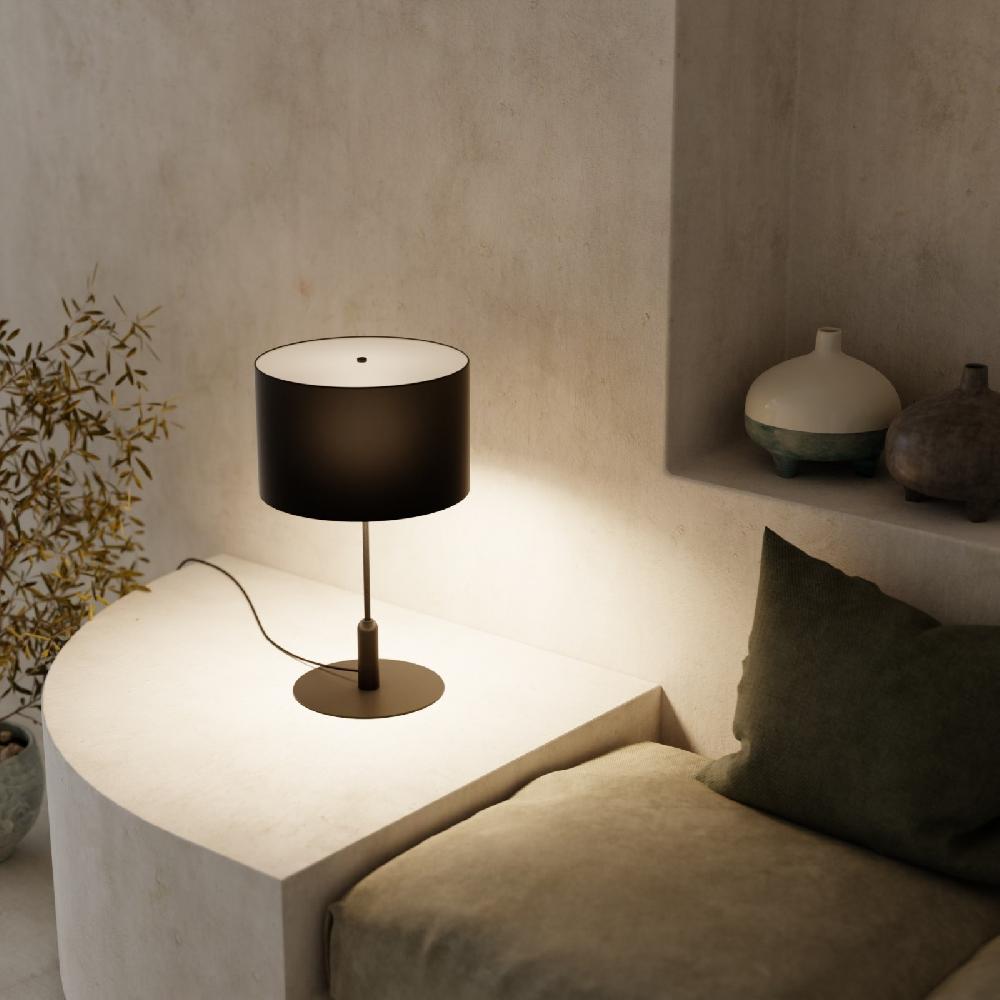 Sulion Sobremesa BASIC STYLO.Metal Negro Y Pantalla Textil Negra.1xE27|Sulion