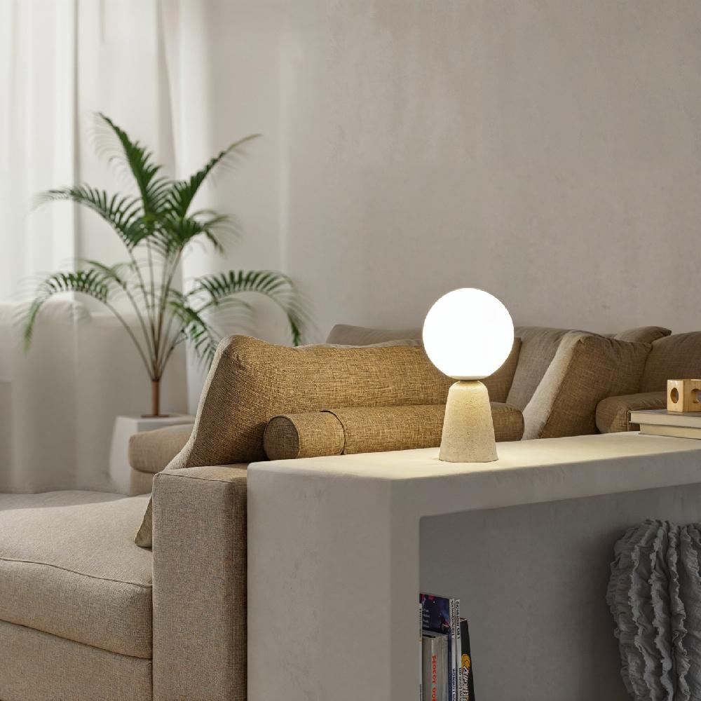 Sulion Sobremesa CRETA. Hormigón Blanco Y Bola Vidrio Opal. 1xE14 |Sulion