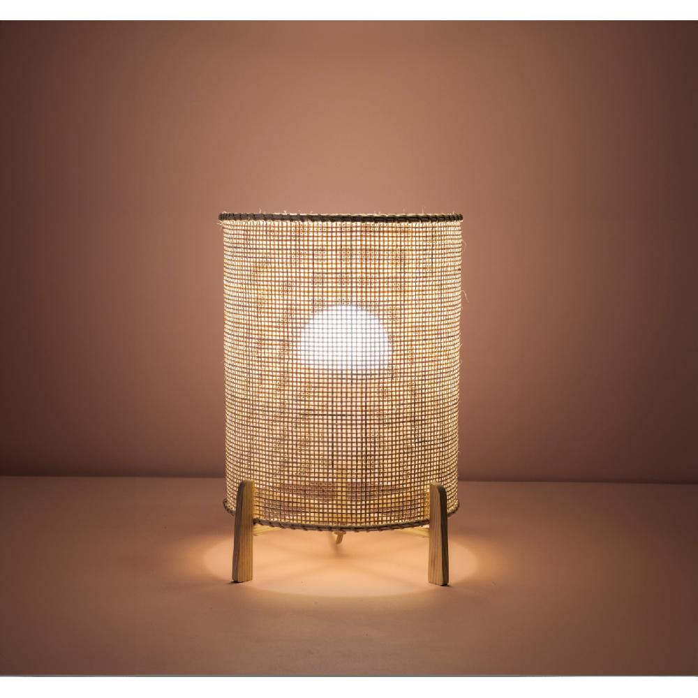 Sulion Sobremesa WALA. Pantalla Ratán Y Base De Madera Natural. 1xE27 |Sulion