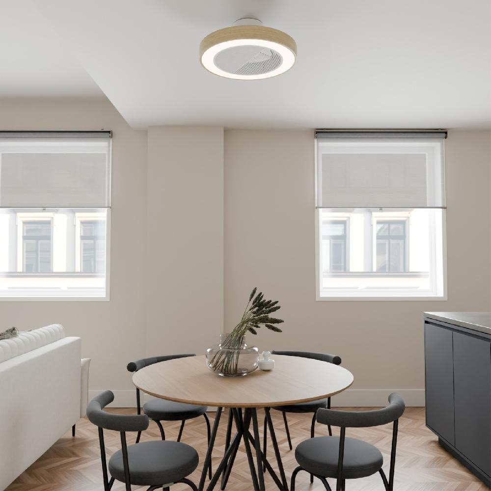 Sulion Ventilador De De Techo Plafón SEED Blanco Y Madera Con Luz - Sulion