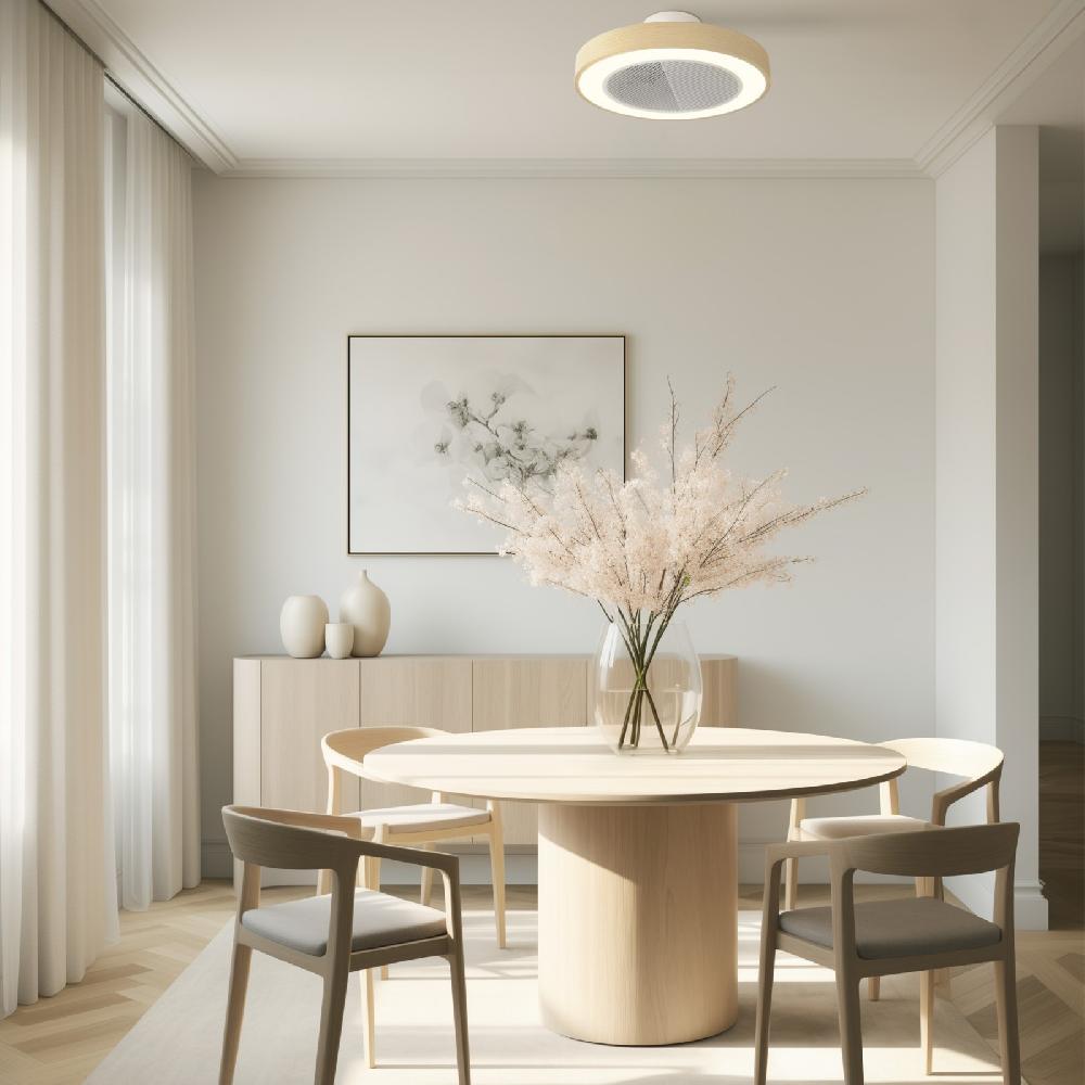 Sulion Ventilador De De Techo Plafón SEED Blanco Y Madera Con Luz - Sulion