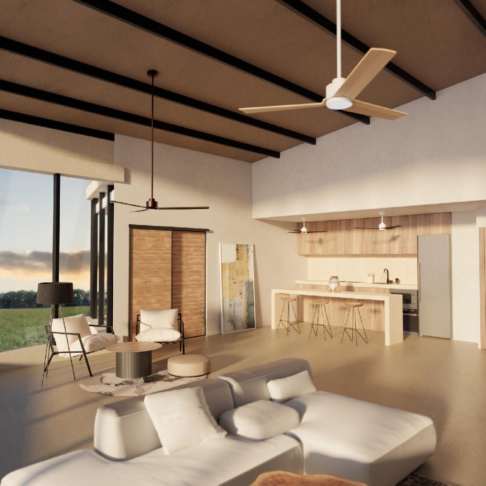 Sulion Ventilador De Techo ANNE Blanco Y Madera Clara Con Luz - Sulion