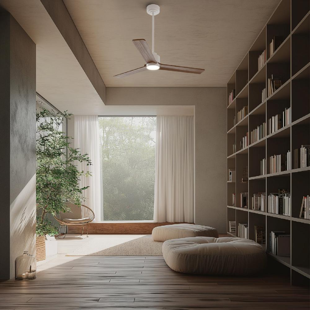 Sulion Ventilador De Techo ANNE Blanco Y Palas De Madera Oscura C/Luz Sulion