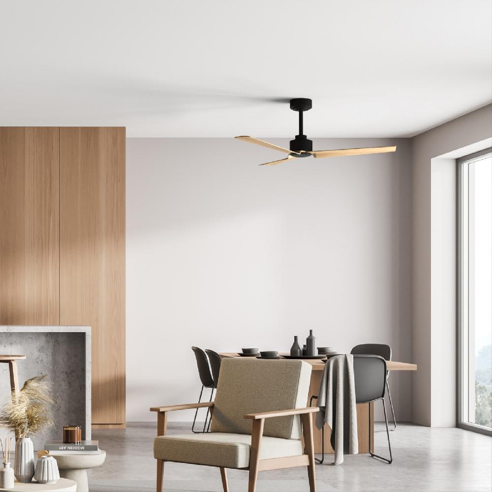 Sulion Ventilador De Techo ANNE Negro Madera Clara - Sulion