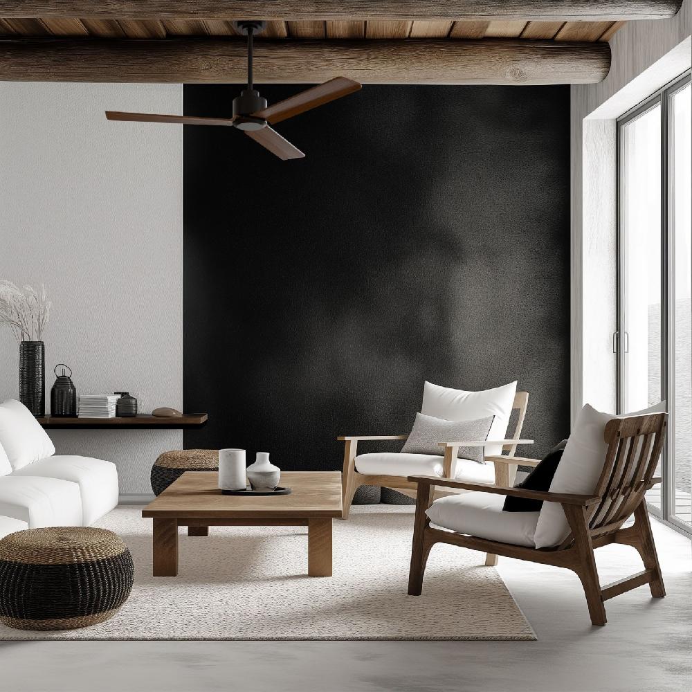 Sulion Ventilador De Techo ANNE Negro Palas De NATURAL PINE WOOD Oscura Sulion