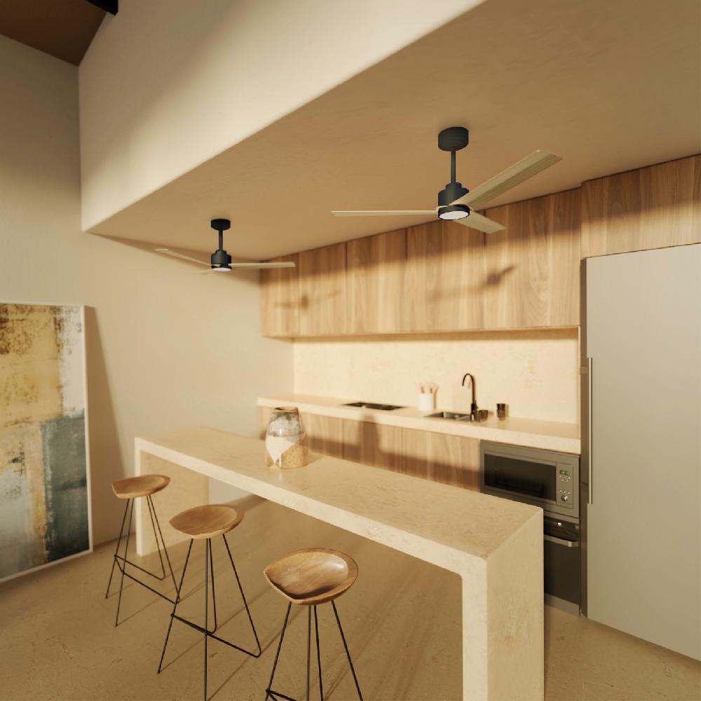 Sulion Ventilador De Techo ANNE Negro Y Madera Clara Con Luz - Sulion