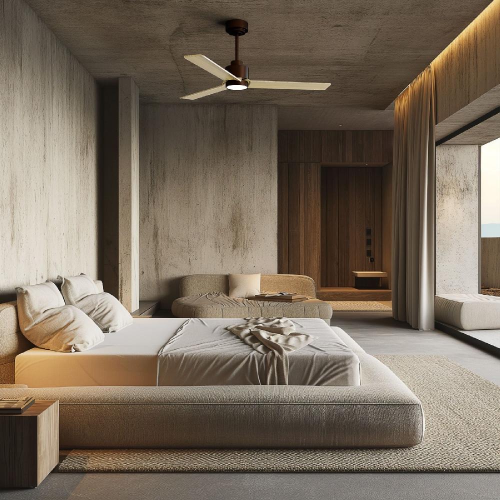 Sulion Ventilador De Techo ANNE Negro Y Palas De Madera Clara C/Luz Sulion