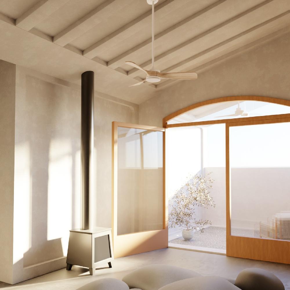 Sulion Ventilador De Techo AVA M Blanco Y Madera Natural - Sulion