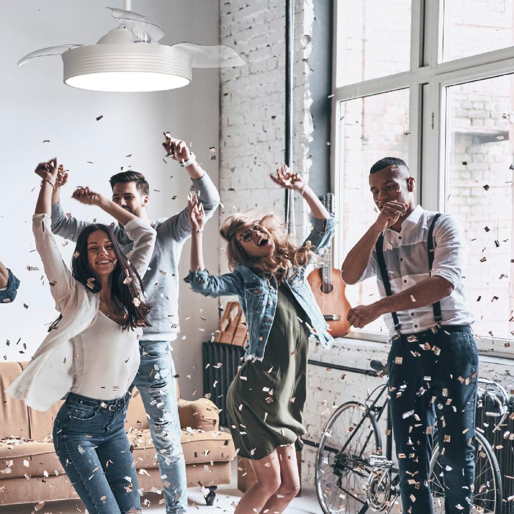 Sulion Ventilador De Techo BOMBAY FIESTA Blanco Con Luz Y Altavoz - Sulion