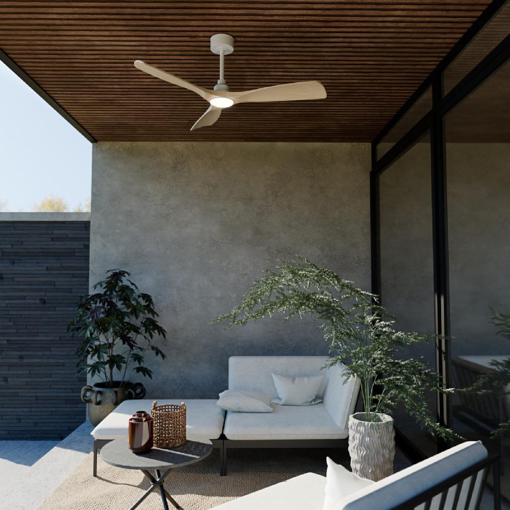 Sulion Ventilador De Techo CARLA L Blanco Y Palas De Madera Con Luz Sulion