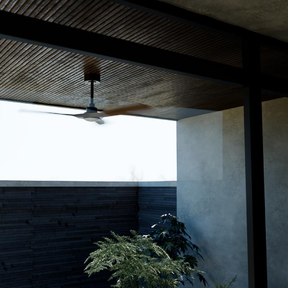 Sulion Ventilador De Techo CARLA L Negro Y Palas Madera Oscura Con Luz Sulion