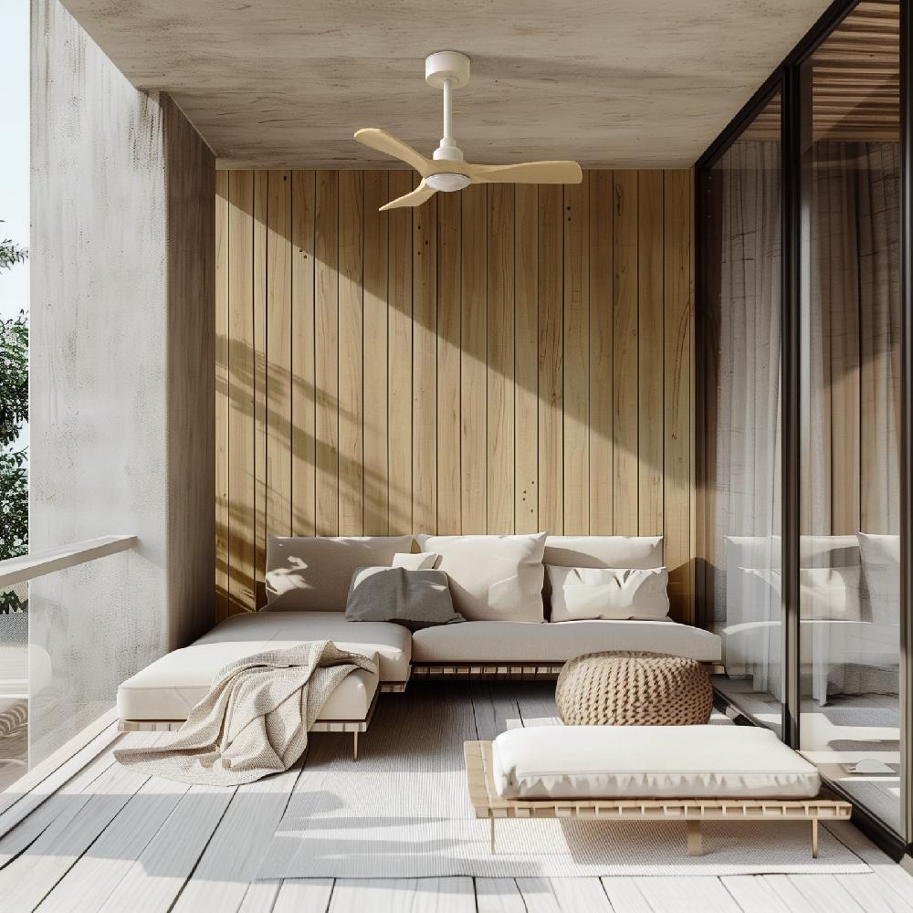 Sulion Ventilador De Techo CARLA S Blanco Y Palas De Madera Con Luz Sulion