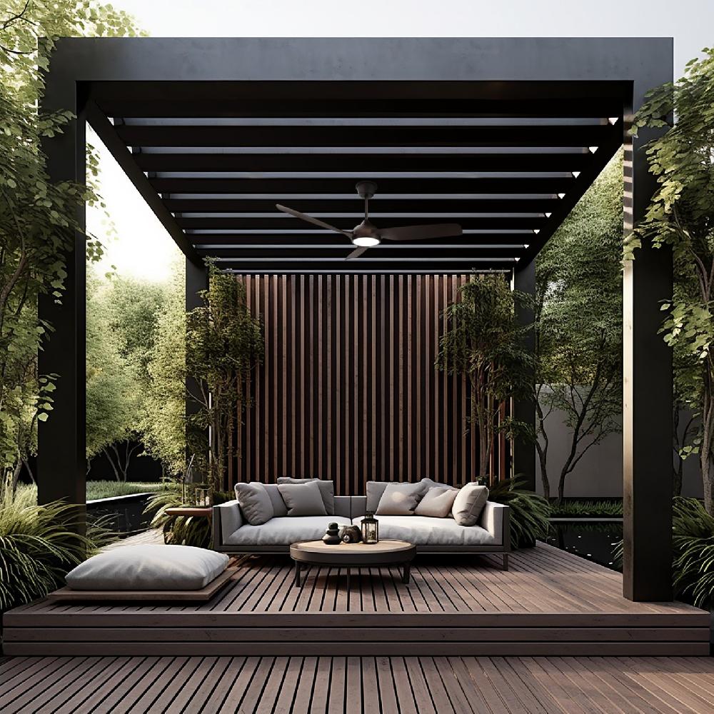 Sulion Ventilador De Techo DANA Madera Oscura Con Luz IP66 - Sulion