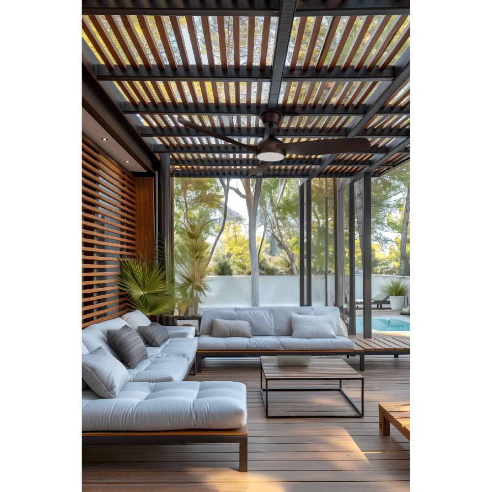 Sulion Ventilador De Techo DANA Madera Oscura Con Luz IP66 - Sulion