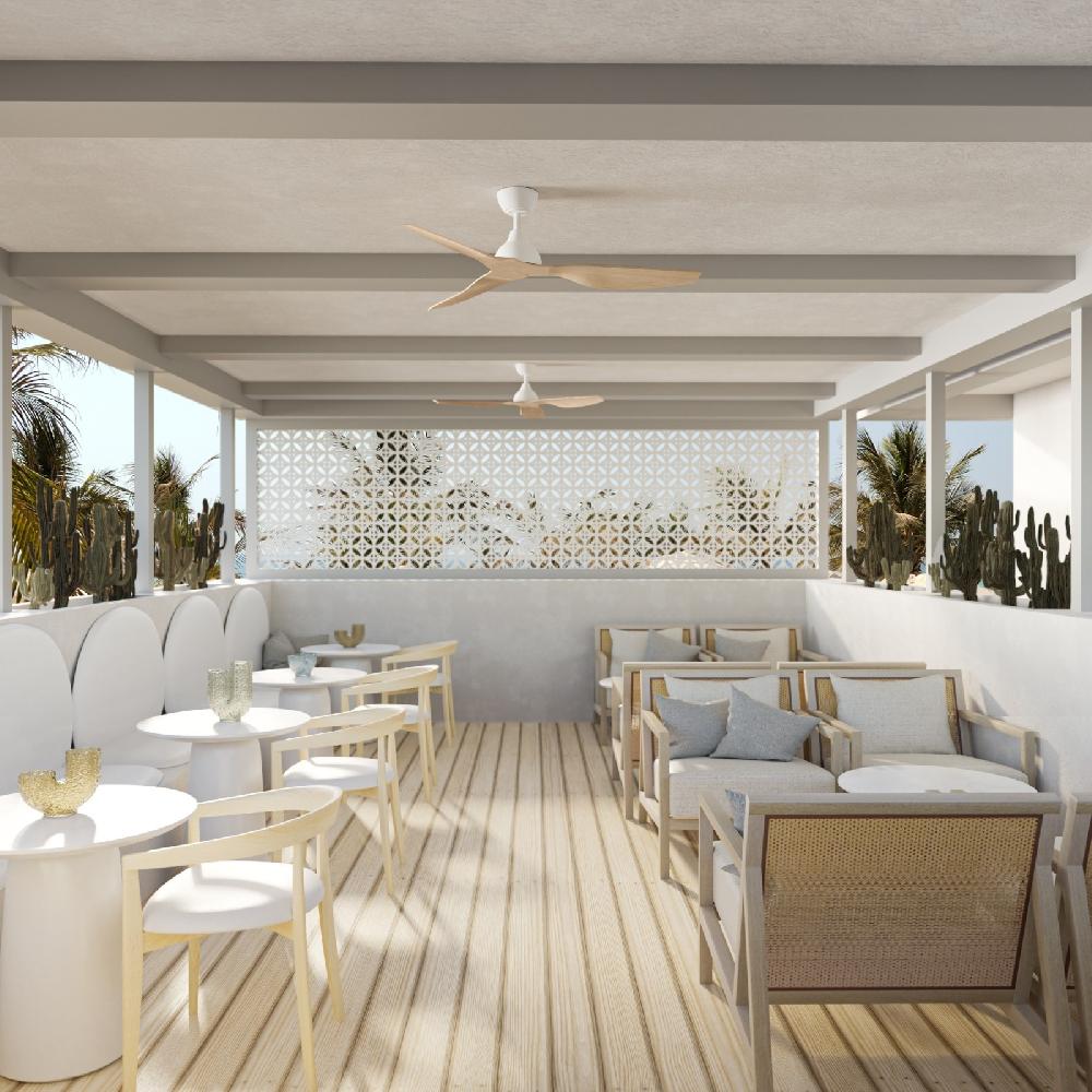 Sulion Ventilador De Techo De Exterior IVY Blanco Y Palas De Madera - Sulion