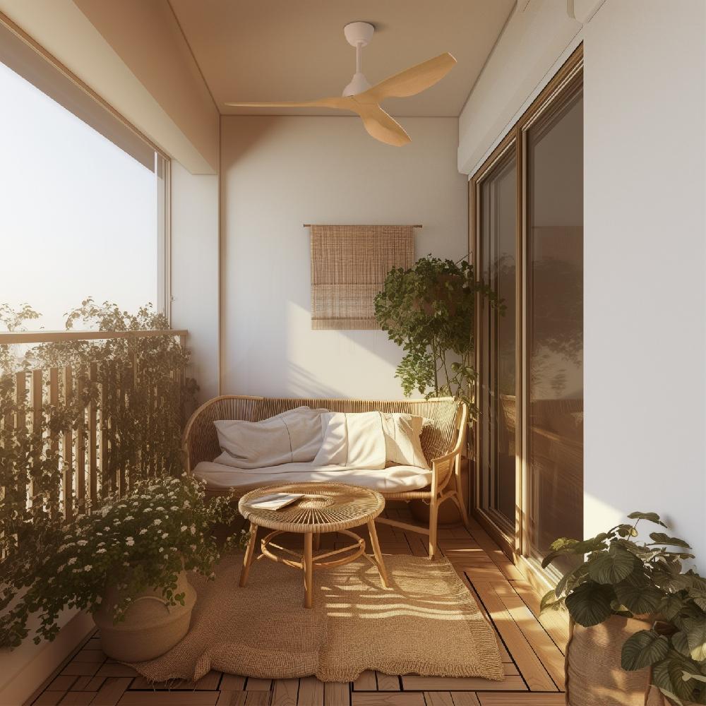 Sulion Ventilador De Techo De Exterior IVY Blanco Y Palas De Madera - Sulion