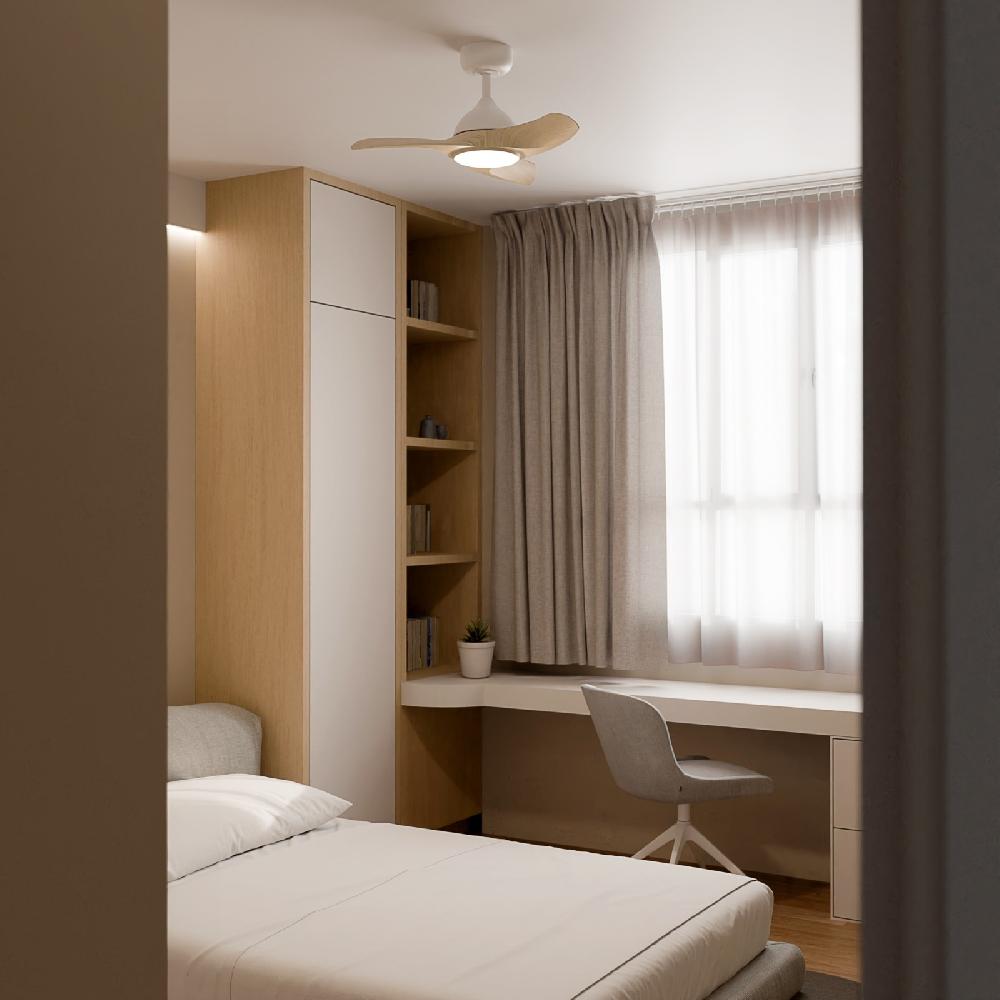 Sulion Ventilador De Techo DIEHL S Blanco Y Palas Madera Clara Con Luz Sulion